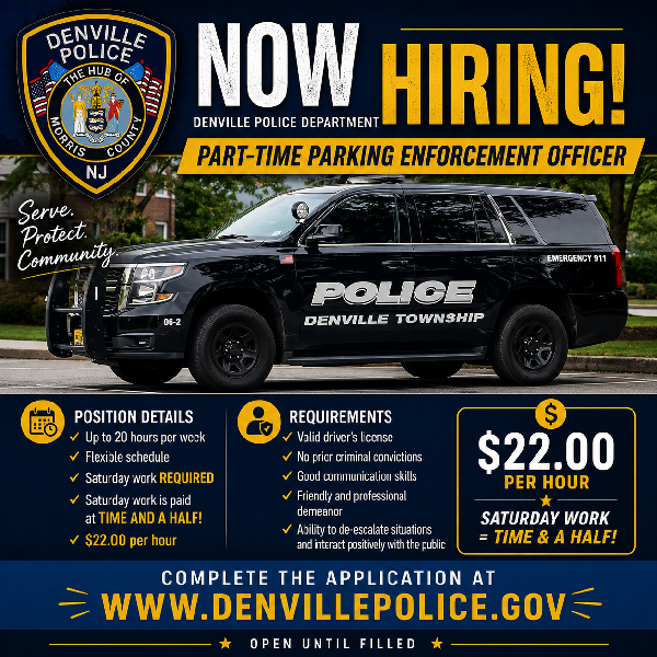 Denville Police Hiring Part-Time Parking Enforcement Officer
