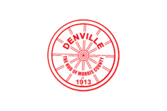 Official Township of Denville seal, The Hub of Morris County, on a white background