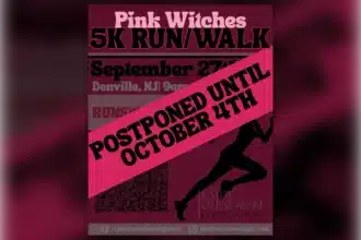 Pink Witches 5K Run/Walk flyer for Denville marked Postponed Until October 4th