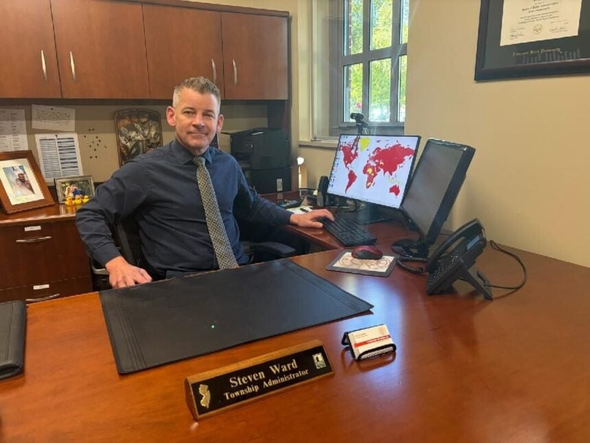 Denville Township Administrator Steve Ward at his desk